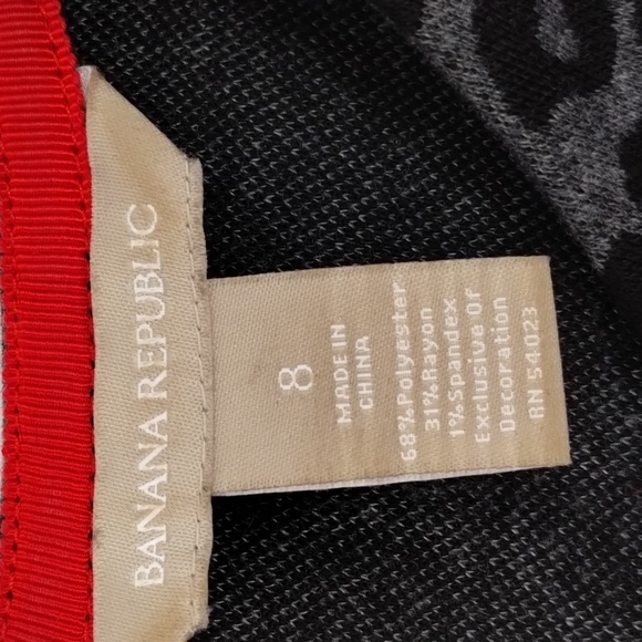 Banana Republic Dress Size 8 Black Gray Leopard Print Dress Stretch Zip Back - Picture 6 of 9